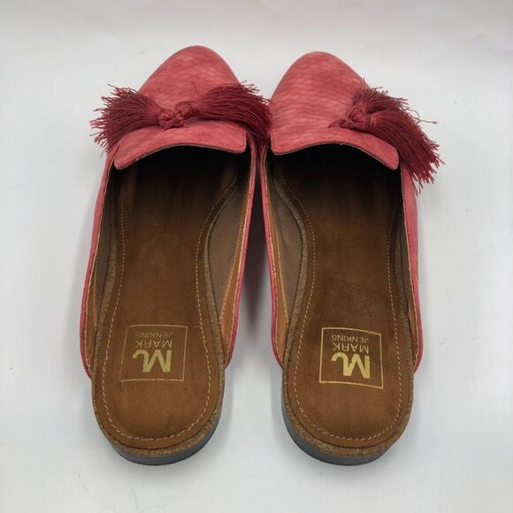 Mark Jenkins Women's Pink Slip on Mules Tasseled 7/37 Pointed Toe Flats Comfort - Picture 9 of 13